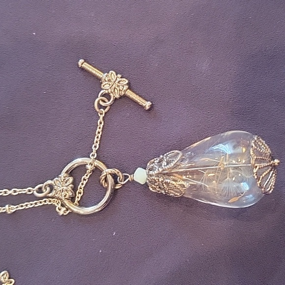 Make a Wish dandelion in blown glass necklace! 28" T- chain - Picture 4 of 13